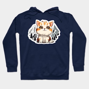 Orange Funny Cat Mountain Hoodie